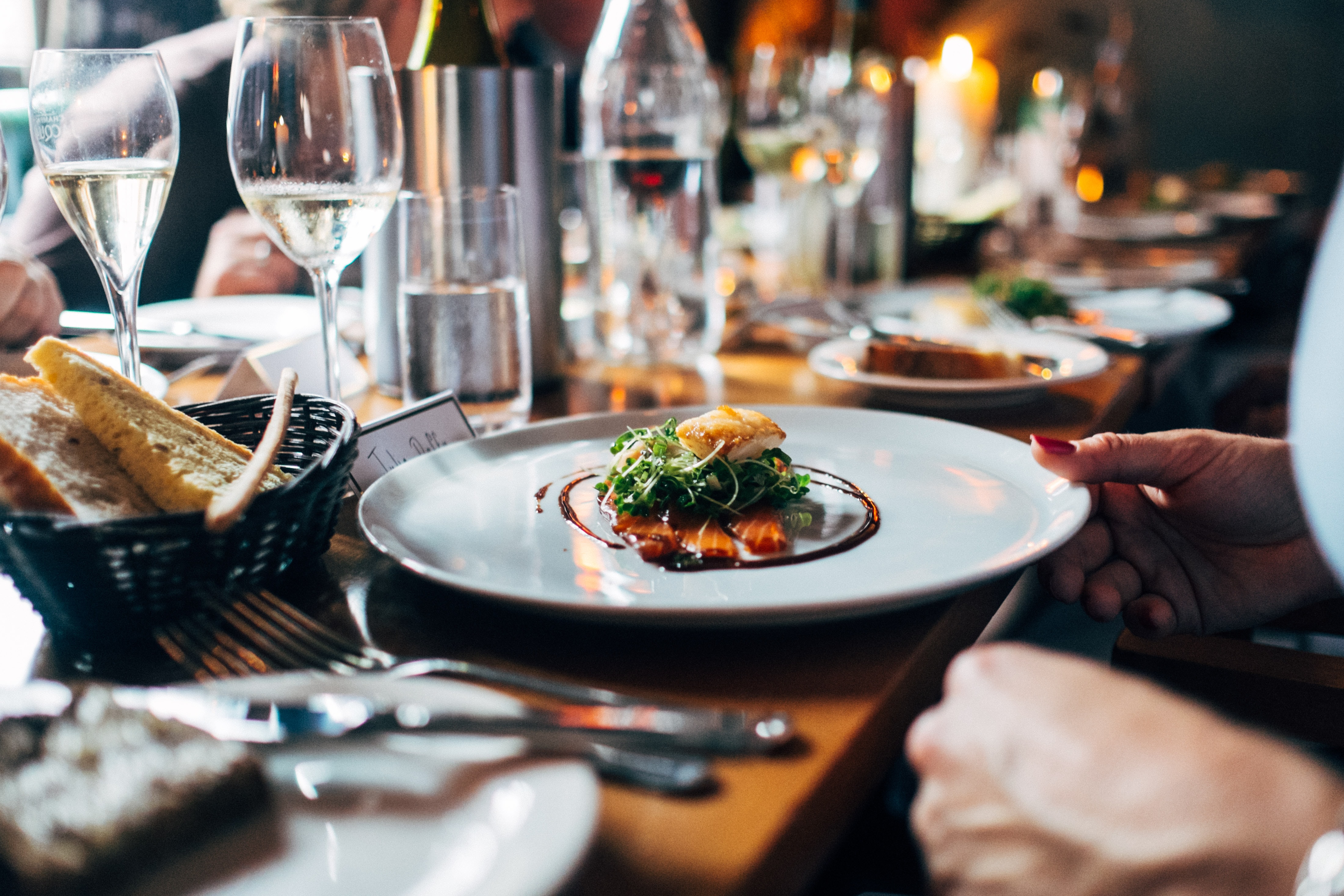 A table set with a dish served